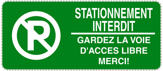 Autocollant "STATIONNEMENT INTERDIT GARDEZ LA VOIE D'ACCES LIBRE MERCI!" F-NPRK-1010-54