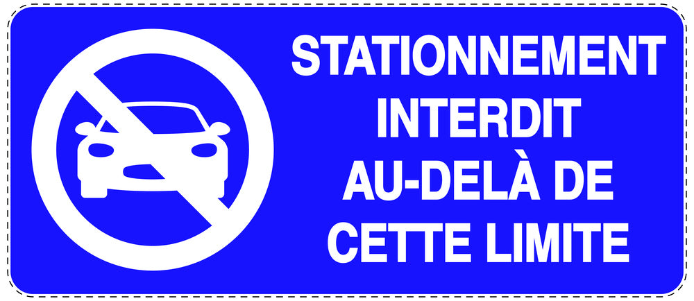 Autocollant "STATIONNEMENT INTERDIT AU-DELÀ DE CETTE LIMITE" F-NPRK-1210-44