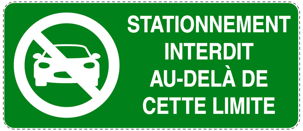 Autocollant "STATIONNEMENT INTERDIT AU-DELÀ DE CETTE LIMITE" F-NPRK-1210-54