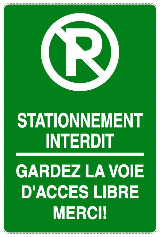 Autocollant "STATIONNEMENT INTERDIT GARDEZ LA VOIE D'ACCES LIBRE MERCI!" F-NPRK-2010-54