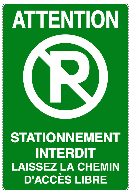 Autocollant "ATTENTION STATIONNEMENT INTERDIT LAISSEZ LA CHEMIN D'ACCÈS LIBRE" F-NPRK-2030-54