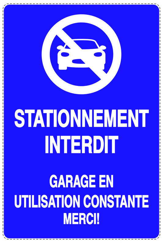 Autocollant "STATIONNEMENT INTERDIT GARAGE EN UTILISATION CONSTANTE MERCI!" F-NPRK-2130-44