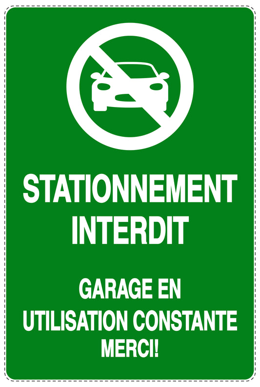 Autocollant "STATIONNEMENT INTERDIT GARAGE EN UTILISATION CONSTANTE MERCI!" F-NPRK-2130-54