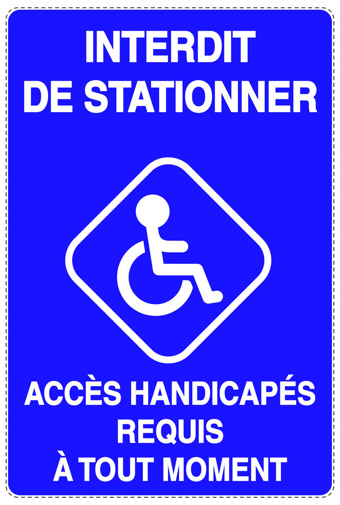 Autocollant "INTERDIT DE STATIONNER ACCÈS HANDICAPÉS REQUIS À TOUT MOMENT" F-NPRK-2170-44