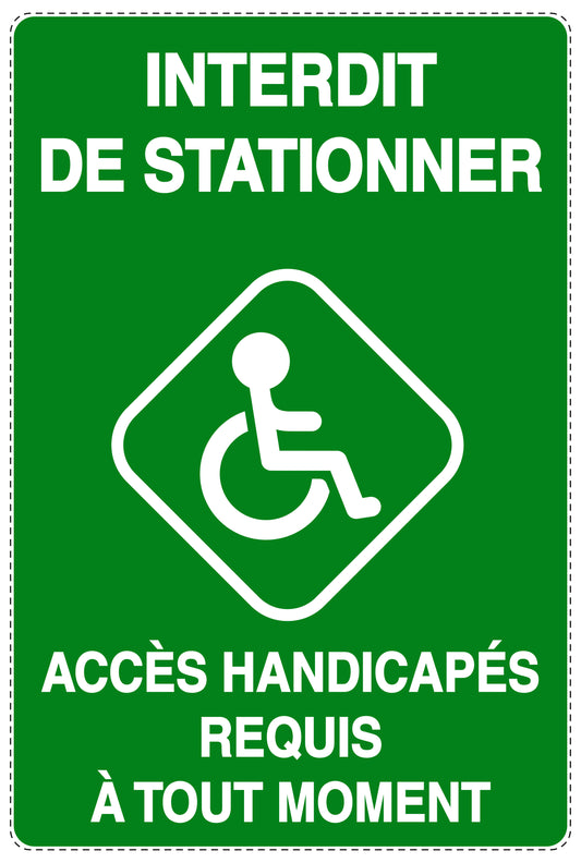 Autocollant "INTERDIT DE STATIONNER ACCÈS HANDICAPÉS REQUIS À TOUT MOMENT" F-NPRK-2170-54