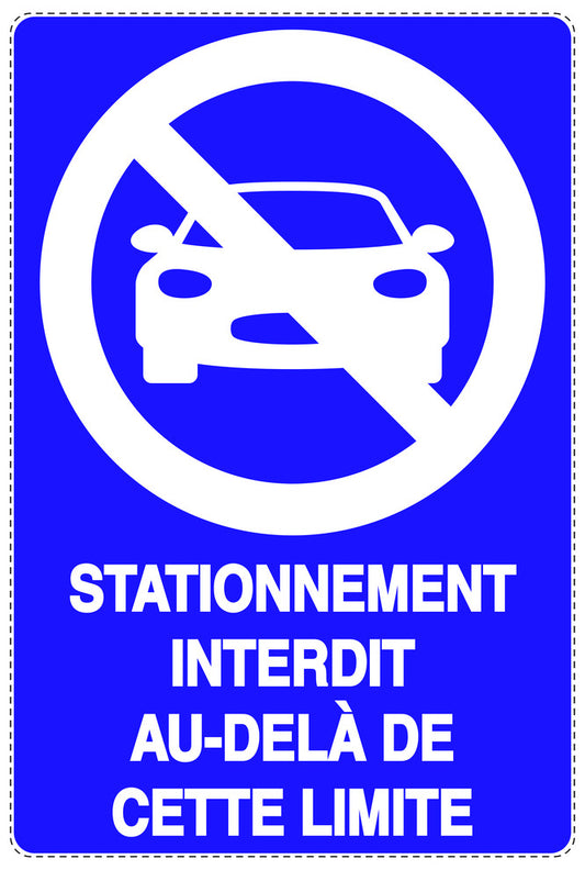 Autocollant "STATIONNEMENT INTERDIT AU-DELÀ DE CETTE LIMITE" F-NPRK-2210-44