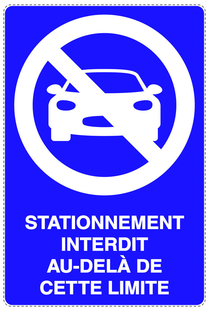 Autocollant "STATIONNEMENT INTERDIT AU-DELÀ DE CETTE LIMITE" F-NPRK-2220-44