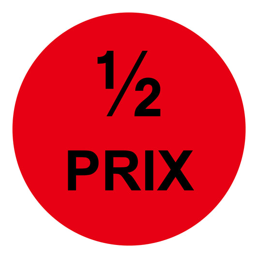 Autocollant promotionnel, autocollant d'offre et autocollant d'offre spéciale "1/2 PRIX" 2-7 cm F-PR-4000