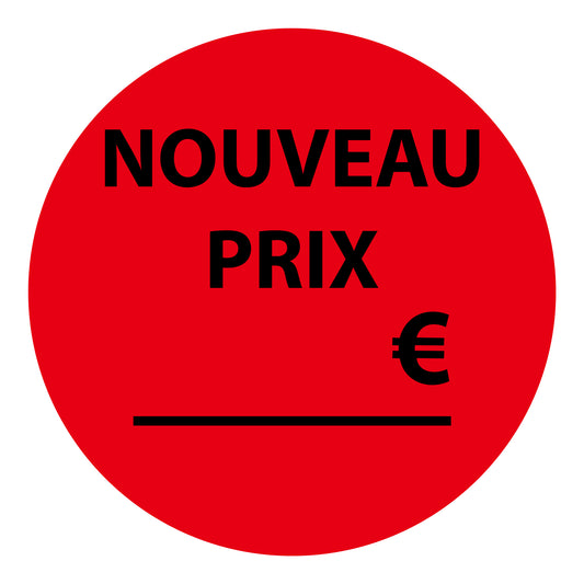 Autocollant promotionnel, autocollant d'offre et autocollant d'offre spéciale "NOUVEAU PRIX €" 10-60 cm F-PR-4500