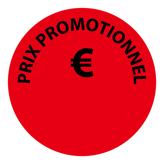 Autocollant promotionnel, autocollant d'offre et autocollant d'offre spéciale "PRIX PROMOTIONNEL €" 10-60 cm F-PR-4600