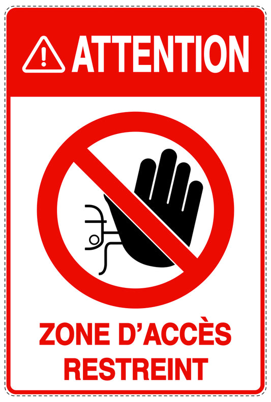 Accès interdit - vidéosurveillance "  DANGER ZONE D'ACCÈS RESTREINT " 10-40 cm F-RESTRICT-2150