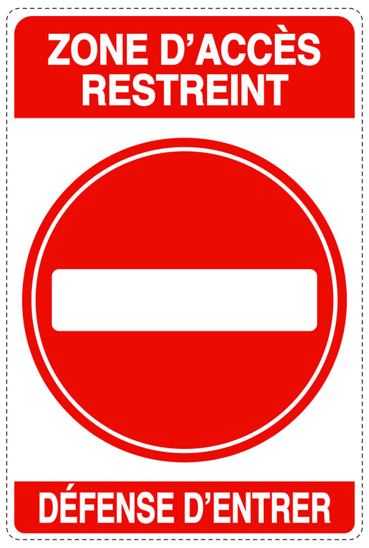 Accès interdit - vidéosurveillance " ZONE D'ACCÈS RESTREINT DÉFENSE D'ENTRER " 10-40 cm F-RESTRICT-2160