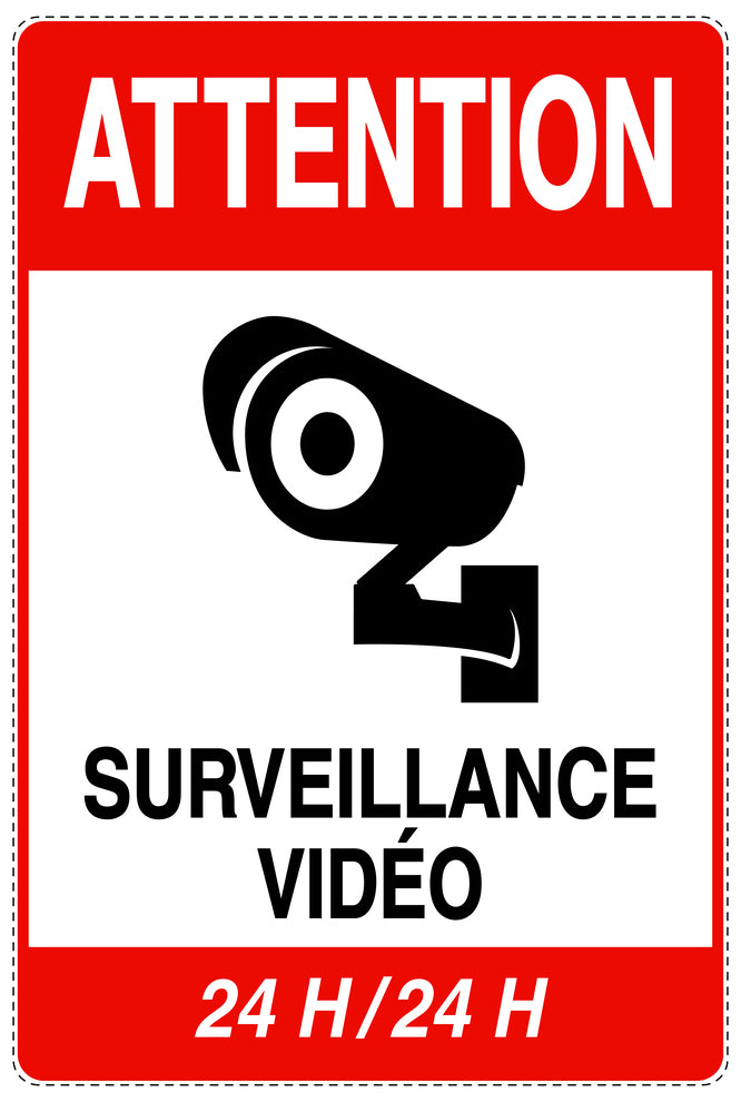 Accès interdit - vidéosurveillance "ATTENTION SURVEILLANCE VIDÉO 24 H/24 H " 10-40 cm F-RESTRICT-2210