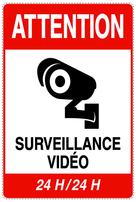 Accès interdit - vidéosurveillance "ATTENTION SURVEILLANCE VIDÉO 24 H/24 H " 10-40 cm F-RESTRICT-2210