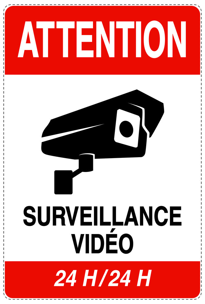 Accès interdit - vidéosurveillance "ATTENTION SURVEILLANCE VIDÉO 24 H/24 H" 10-40 cm F-RESTRICT-2220