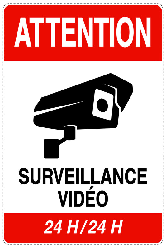 Accès interdit - vidéosurveillance "ATTENTION SURVEILLANCE VIDÉO 24 H/24 H" 10-40 cm F-RESTRICT-2220