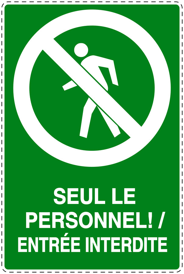 Autocollant d'interdiction d'accès "Seul le personnel! / Entrée interdite" F-SI6000-67