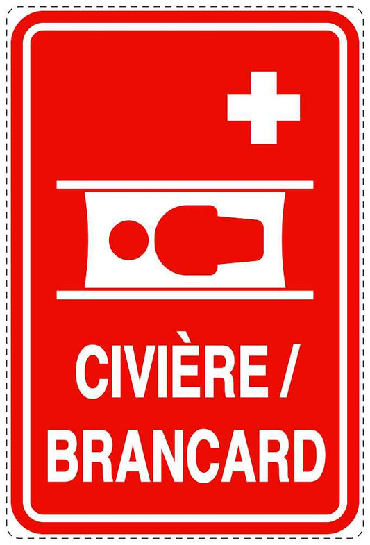 Autocollant d'urgence "CIVIÈRE/ BRANCARD" 10-40 cm F-SIE-4000-14