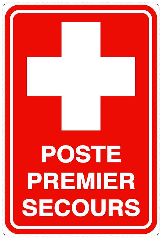 Autocollant d'urgence "POSTE PREMIER SECOURS" 10-40 cm F-SIE-4040-14