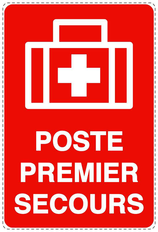Autocollant d'urgence "POSTE PREMIER SECOURS" 10-40 cm F-SIE-4050-14