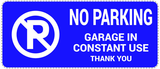 Autocollant "Ne pas stationner - Garage en continu en usage, merci" EW-NPRK-1000-44
