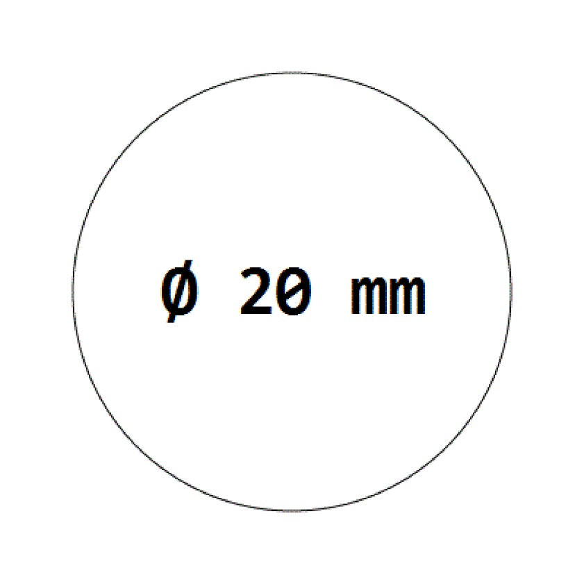 Étiquettes de scellement rondes de 20 mm en film transparent, autocollantes sur rouleau  F-VPET-20