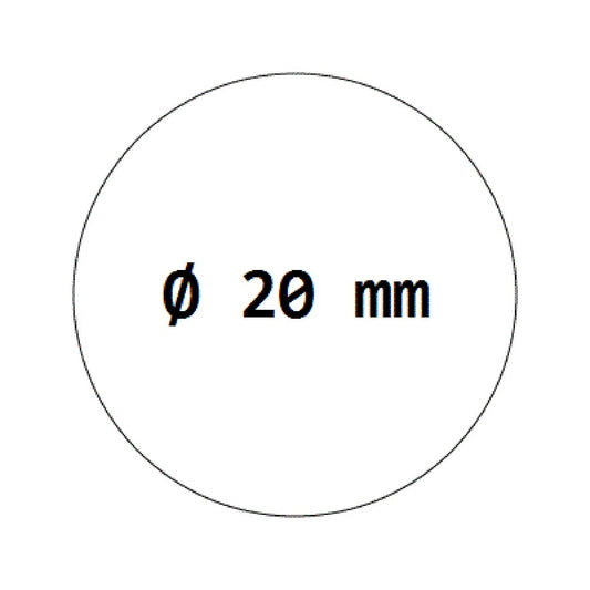 Étiquettes de fermeture fines rondes de 20 mm en film transparent, autocollantes sur rouleau F-VPETS-20