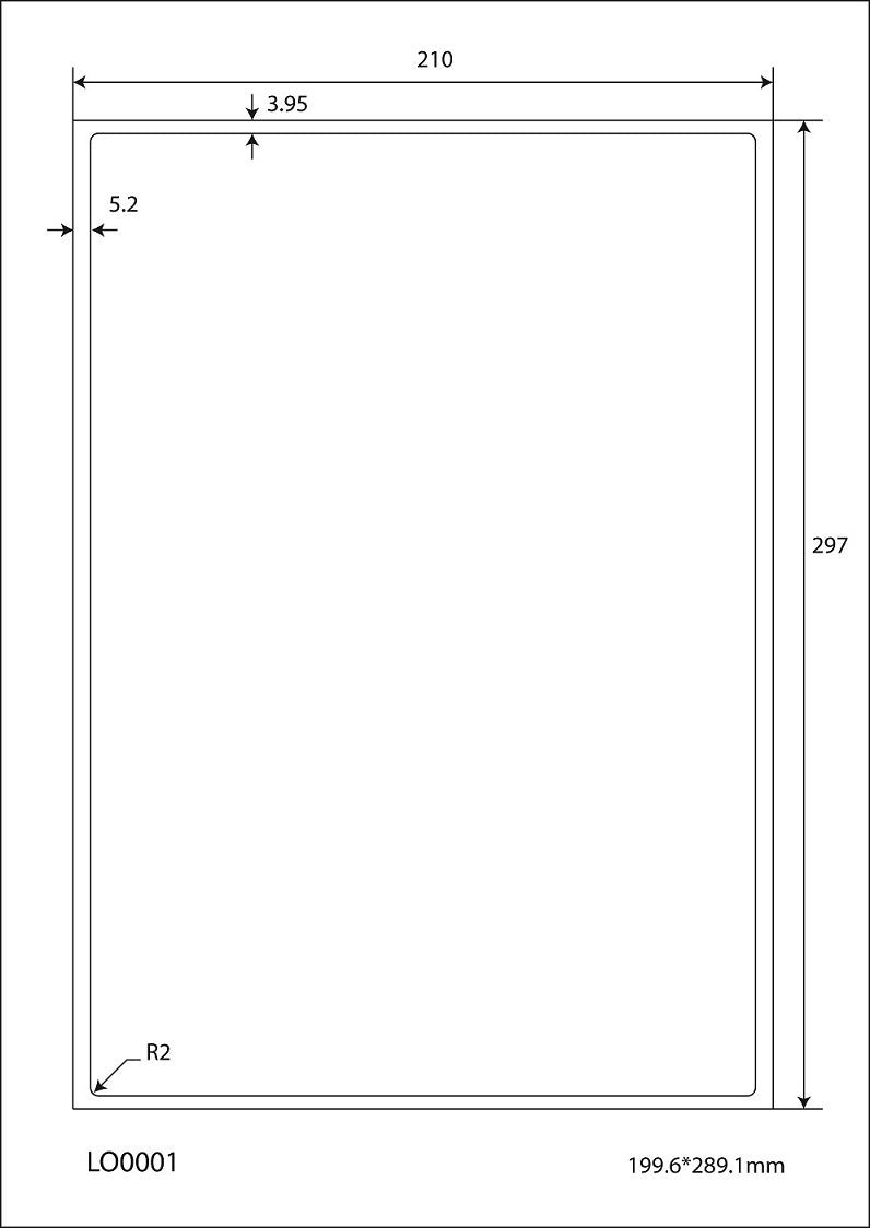 100 étiquettes universelles 199,6x289,1mm, sur 100 feuilles Din A4, mat, autocollantes LO-0001-70
