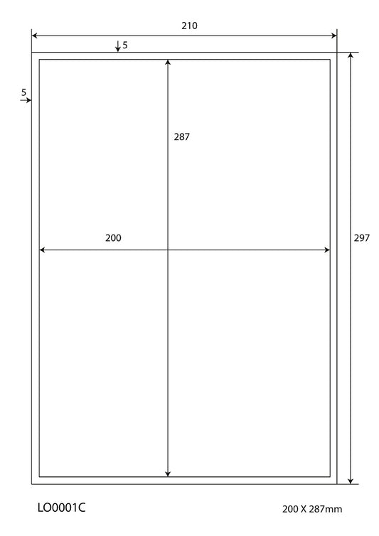 100 étiquettes universelles colorées 200x287mm, sur 100 feuilles Din A4, mates, autocollantes LO-0001-C-70