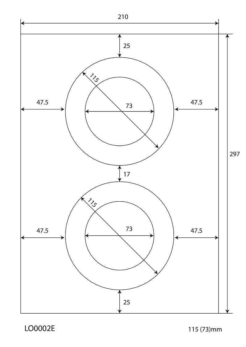 200 étiquettes universelles 115 mm rond, sur 100 feuilles Din A4, mat, autocollantes LO-0002-E-70