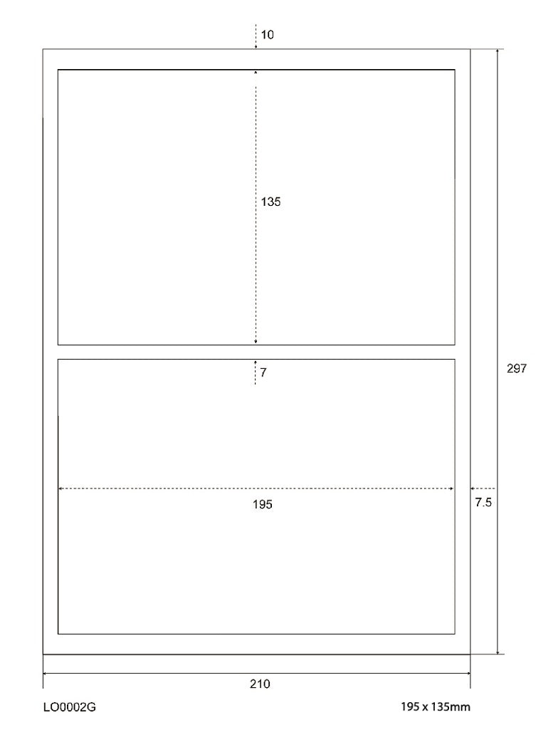 200 étiquettes universelles 195x135mm, sur 100 feuilles Din A4, mat, autocollantes LO-0002-G-70