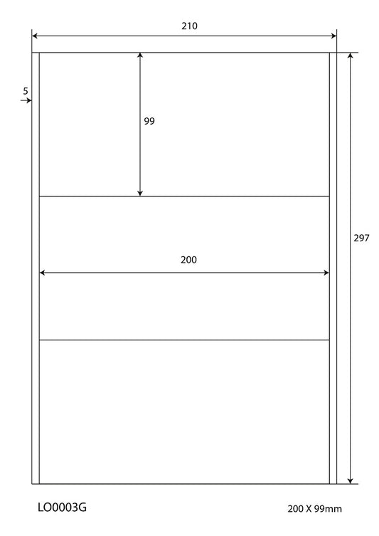 300 étiquettes universelles colorées 200x99mm, sur 100 feuilles Din A4, mates, autocollantes LO-0003-G-70