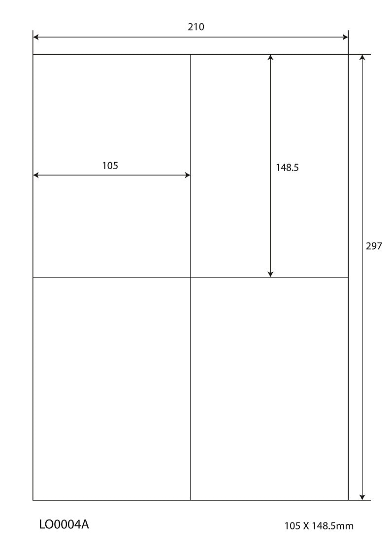 400 étiquettes universelles 105x148,5mm, sur 100 feuilles Din A4, mat, autocollantes LO-0004-A-70