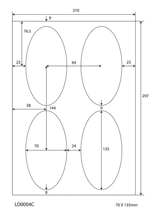 400 étiquettes universelles colorées 70x135mm, sur 100 feuilles Din A4, mates, autocollantes LO-0004-C-70