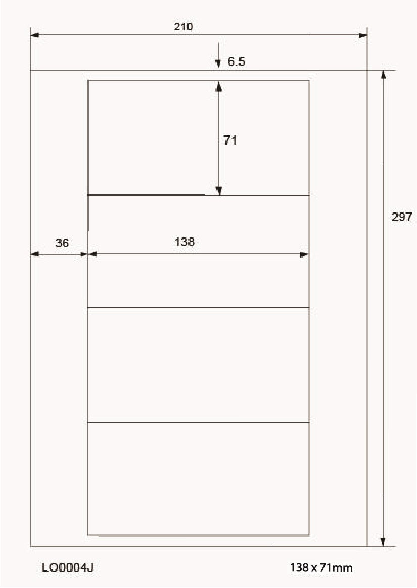 400 étiquettes universelles 138x71mm, sur 100 feuilles Din A4, mat, autocollantes LO-0004-J-70
