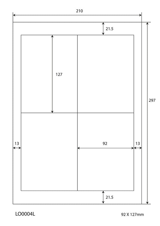 400 étiquettes universelles colorées 92x127mm, sur 100 feuilles Din A4, mates, autocollantes LO-0004-L-70