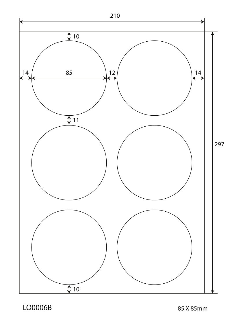 600 étiquettes universelles 85 mm rond, sur 100 feuilles Din A4, mat, autocollantes LO-0006-B-70