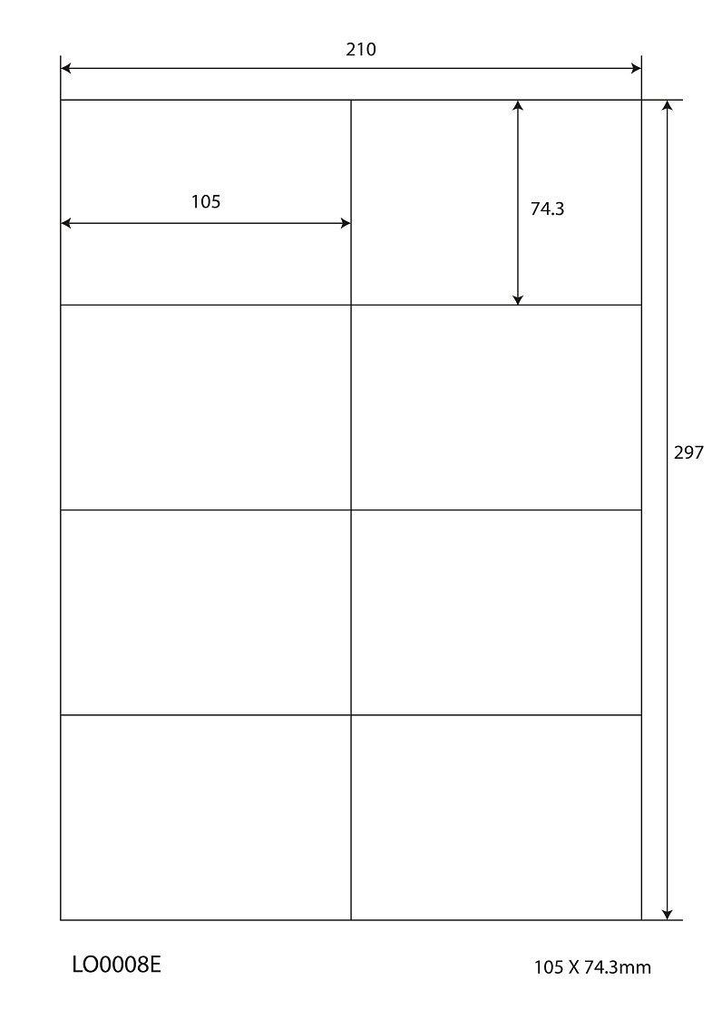 800 étiquettes universelles 105x74,3mm, sur 100 feuilles Din A4, mat, autocollantes LO-0008-E-70
