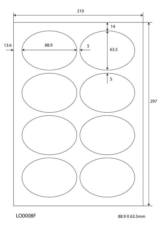 800 étiquettes universelles colorées 88,9x63,5 mm, sur 100 feuilles Din A4, mates, autocollantes LO-0008-F-70