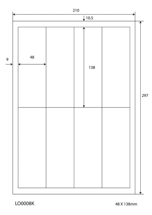 800 étiquettes universelles colorées 48x138mm, sur 100 feuilles Din A4, mates, autocollantes LO-0008-K-70