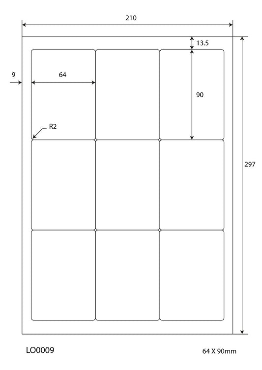 900 étiquettes universelles colorées 64x90mm, sur 100 feuilles Din A4, mates, autocollantes LO-0009-70