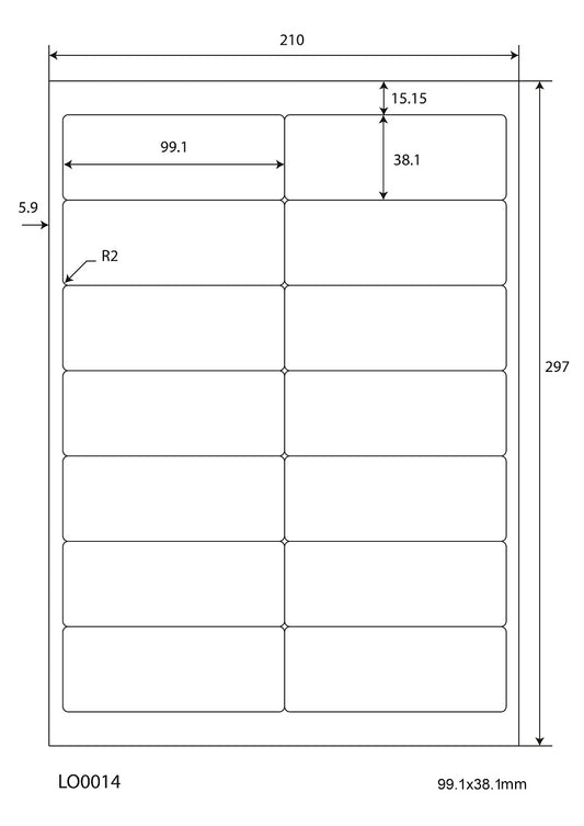 1400 étiquettes universelles colorées 99,1x38,1mm, sur 100 feuilles Din A4, mates, autocollantes LO-0014-70