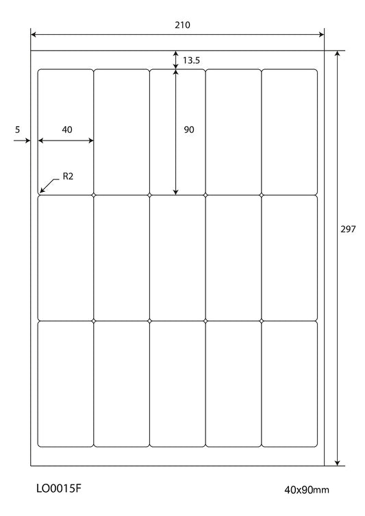 1500 étiquettes universelles colorées 40x90mm, sur 100 feuilles Din A4, mates, autocollantes LO-0015-F-70