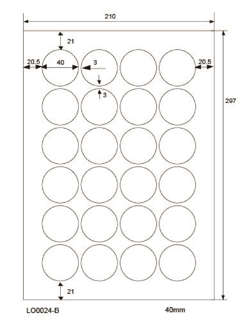 400 étiquettes universelles rondes de 40 mm, sur 100 feuilles Din A4, brillantes, autocollantes LO-0024-B-80