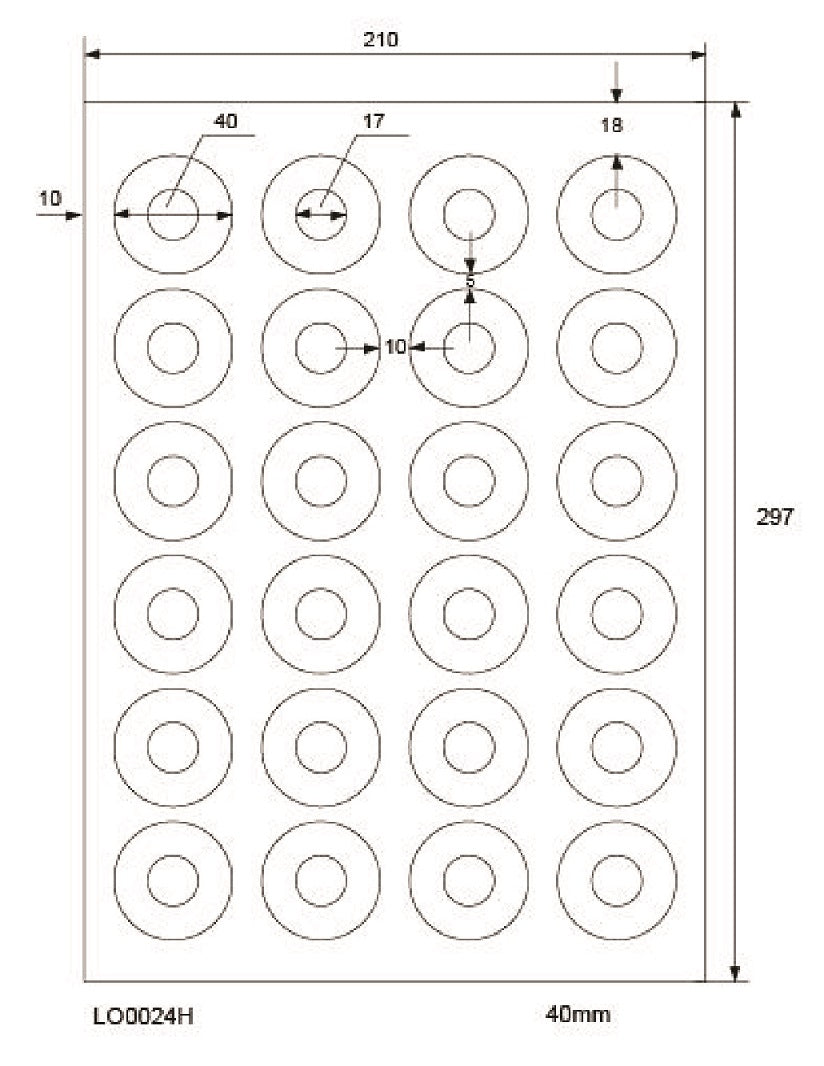 2500 étiquettes universelles colorées 175x10mm, sur 100 feuilles Din A4, mates, autocollantes LO-0024-H-70