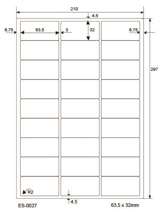 2700 étiquettes universelles colorées 63,5x32mm, sur 100 feuilles Din A4, mates, autocollantes LO-0027-70