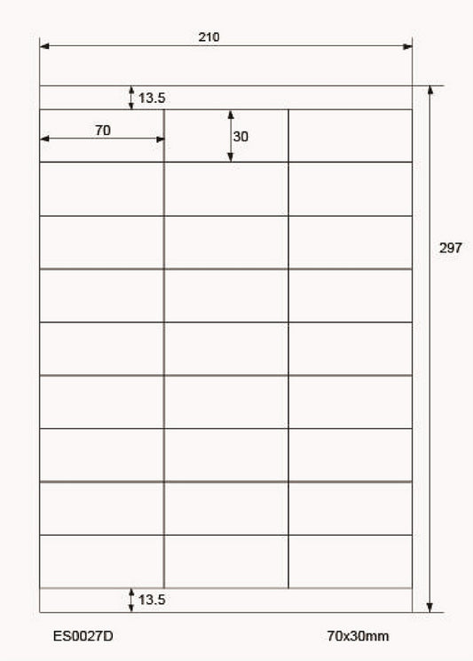 2700 étiquettes universelles colorées 70x30mm, sur 100 feuilles Din A4, mates, autocollantes LO-0027-D-70