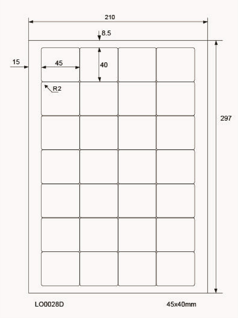 2800 étiquettes universelles colorées 45x40mm, sur 100 feuilles Din A4, mates, autocollantes LO-0028-D-70