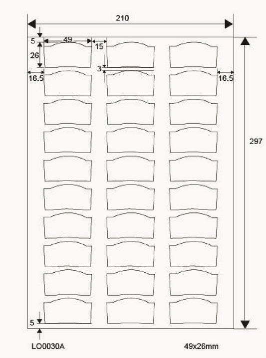 3000 étiquettes universelles colorées 49x26mm, sur 100 feuilles Din A4, mates, autocollantes LO-0030-A-70