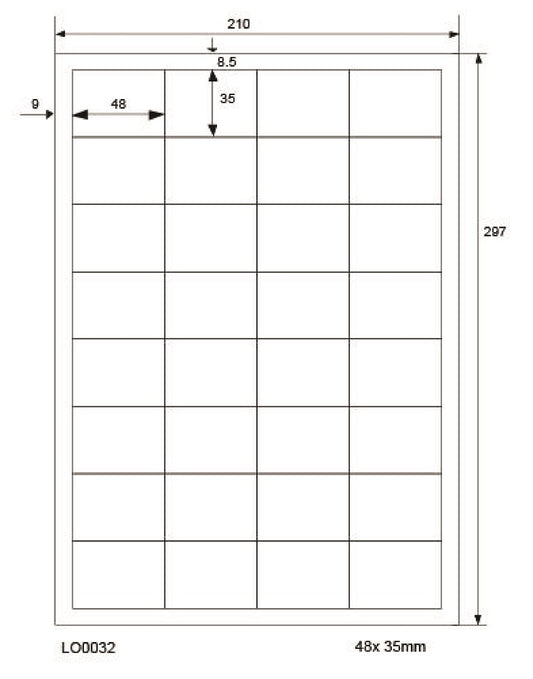 3200 étiquettes universelles colorées 48x35mm, sur 100 feuilles Din A4, mates, autocollantes LO-0032-70